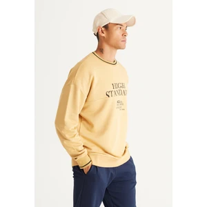 Altınyıldız Classics Erkek Hardal Oversize Fit Bol Kesim Kapüşonlu Içi Polarlı 3 Iplik Pamuklu Sweatshirt