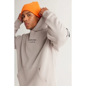 Altınyıldız Classics Erkek Açık Gri Oversize Fit Bol Kesim Kapüşonlu Içi Polarlı 3 Iplik Pamuklu Sweatshirt