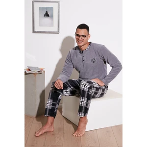 Regular Fit Bisiklet Yaka Kışlık Yumuşak Dokulu Polar Pijama Takımı Erkek Pijama Takımı 6096100