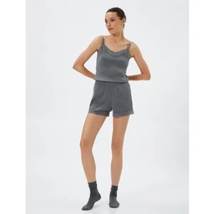 Dantelli Pijama Üstü İnce Askılı Fitilli