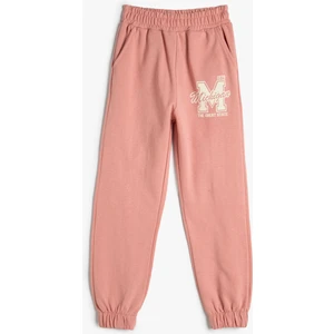 Basic Jogger Eşofman Altı Baskı Detaylı Beli Lastikli Cepli Şardonlu