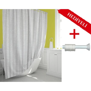 Tropik Home Mermer Desen Banyo Perdesi Askı Aparatı Hediyeli Polyester Kumaş Plastik C Halkalı Duş Perdesi