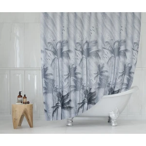Tropik Home Duş Perdesi Çift Kanat 2X120X200CM Fırtına Desenli Banyo Perdesi 16 Adet C Halka Hediyeli