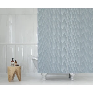 Tropik Home Duş Perdesi Çift Kanat 2X120X200CM Yağmur Desenli Banyo Perdesi 16 Adet C Halka Hediyeli