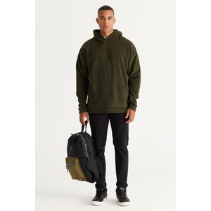 Altınyıldız Classics Erkek Haki Oversize Bol Kesim Kapüşonlu Polar Sweatshirt