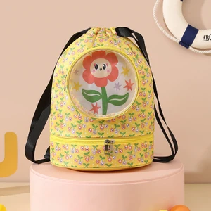 Karikatür Yüzme Çantası Büyük Kapasiteli Kuru ve Islak Ayırma Çantası Çok Fonksiyonlu Su Geçirmez Banyo Çantası Seyahat Spor Saklama Çantası (Yurt Dışından)