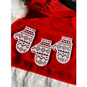 Mini Tasarım Atölyem Beyaz Keçe Eldiven Yılbaşı Ağacı Süs Seti