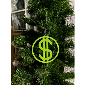 Mini Tasarım Atölyem Dolar Sembollü Yılbaşı Ağacı Süsü Yeşil Mdf ( Ahşap )
