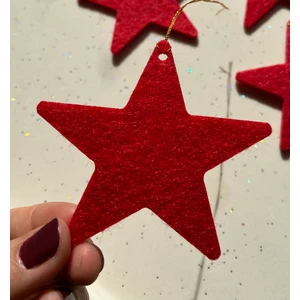 Mini Tasarım Atölyem Kırmızı Yıldız Keçe Yılbaşı Ağacı Süsü