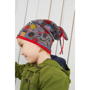 Erkek Çocuk Füme Spor Desenli Şapka Bere Yumuşak Çift Katlı %100 Doğal Pamuklu Penye