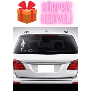 Sürpriz Hediyeli Oto Sticker Atatürk Silüeti Sticker Atatürk Imza Stickeri