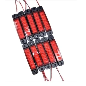 10 Adet LED Parmak Lamba 6 Ledli Kırmızı Kamyon Dorse Yan Arka Lamba 12V 24V