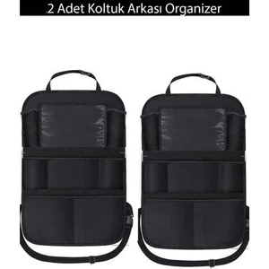 Araba Koltuk Arkası Eşya Düzenleyici Organizer Koltuk Arkası Koruyucu Tablet Cepli 2'li