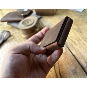 Over Craft Mıklatıslı Deri El Yapımı Vintage Mini Cüzdan ve Kartlık Mıknatıslı Kartlık