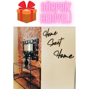 Sürpriz Hediyeli Home Sweet Home Yazısı Duvar Süsü Mdf Duvar Süsü