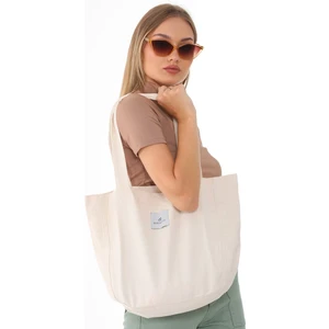 Bery Mood Bej Kumaş Bez Kol & Omuz Çantası Ekru Tote Bag Kanvas Iş Spor Günlük Kot Jean Plaj Model Yazlık