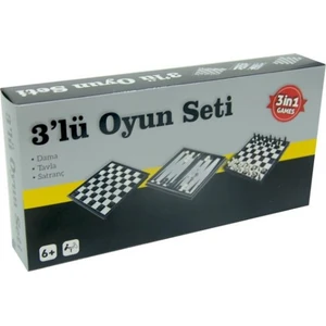 3'lü Oyun Seti (Dama, Tavla, Satranç)