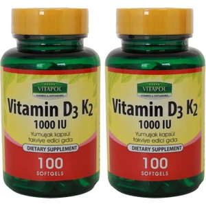 D3 Vitamini K2 Vitamini 2 x 100 Softgel Vitamin D3 Vitamin K2