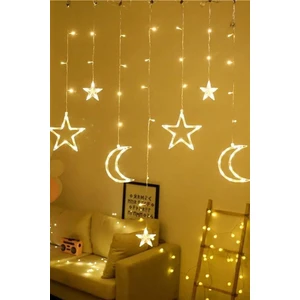Ay Yıldız Perde LED Işık 8 Animasyonlu Fişli Eklenebilir Organizasyon Parti Düğün Dekor Süsleme