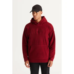 Altınyıldız Classics Erkek Bordo Oversize Bol Kesim Kapüşonlu Polar Sweatshirt