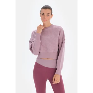Lila Kadın Kapıtone Crop Sweatshırt