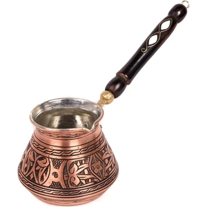 Dmt Copper Home 4 Kişilik Bakır El Ağır İşlemeli Sedef Kulplu Türk Kahve Cezvesi Kalay Kaplama