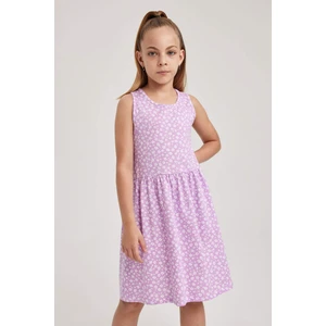 Kız Çocuk Desenli Pamuklu Kolsuz Elbise B0673A8NS