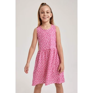 Kız Çocuk Desenli Pamuklu Kolsuz Elbise B0673A8NS