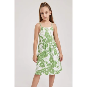 Kız Çocuk Desenli Pamuklu Elbise B0674A823SM