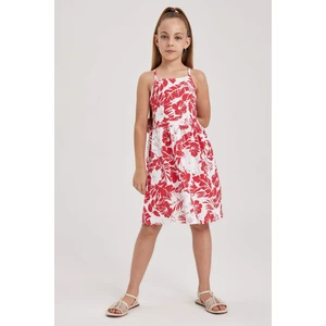 Kız Çocuk Desenli Pamuklu Elbise B0674A823SM