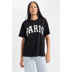 Oversize Fit Bisiklet Yaka Kısa Kollu  Pamuk TIŞÖRT B0661AX23SM