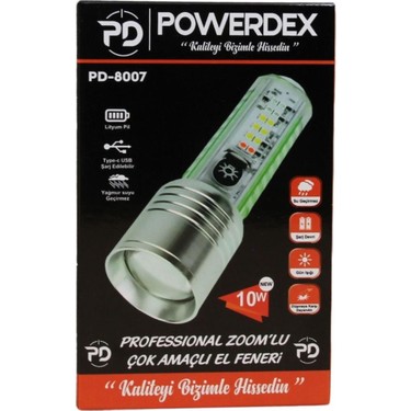 Powerdex PD-8007 Su Geçirmez Şarjlı Profesyonel El Feneri Fiyatı