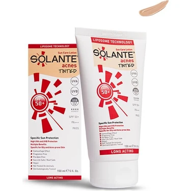 Solante Acnes Tinted Sun Care Lotion SPF50+ 150ml - Yağlı ve Akneli Ciltler İçin Renkli Güneş
