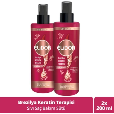 Elidor Sıvı Saç Bakım Sütü Brezilya Keratin Terapisi Hidrolize Keratin Marula Yağı E Vitamini 200