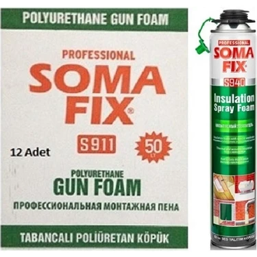 Somafix 12 Adet 850 ml Somafix Tabancalı Isı Ses Yalıtım Poliüretan