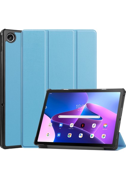 Lenovo Tab M10 Plus 10.6 3rd Gen 2022 Için Deri Tablet Kılıfı - Mavi (Yurt Dışından)