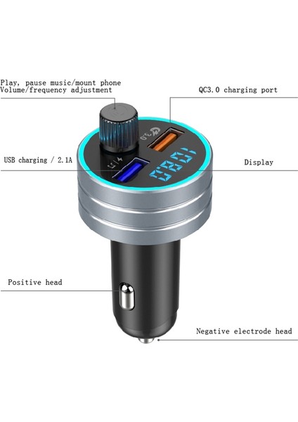 C1 Çok Fonksiyonlu Araç Çift USB Şarj Cihazı - Siyah (Yurt Dışından)