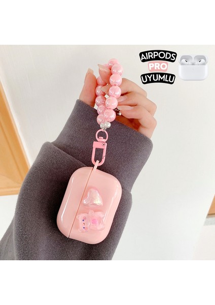 Airpods Pro Uyumlu Kedicik ve Pembe Kalpli Kulaklık Kılıfı, Darbeye Emici Inci Kopçalı Sevimli Premium Kılıf fiyatları