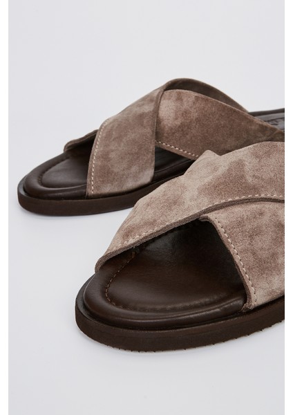 Lorenzo Erkek Taupe Süet Düz Terlik 537 448-VAL Erk Trlk Y23 modelleri