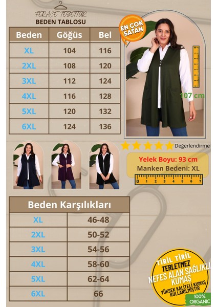 Kadin Buyuk Beden Tesettur Yelek Düğmeli ve Cepli Esnek Yelek fiyatları