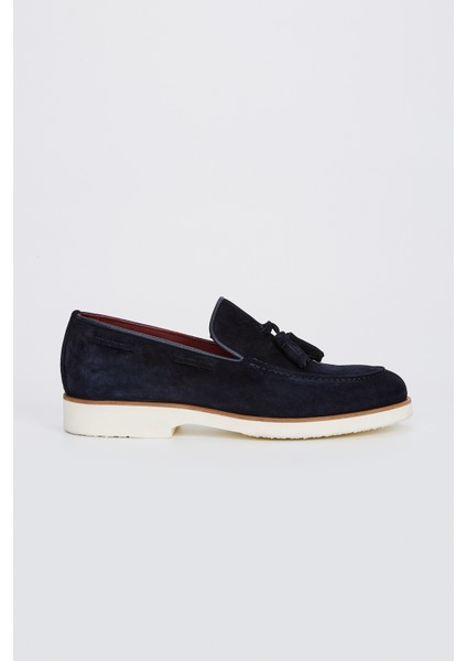 Ottone Erkek Lacivert Süet Hakiki Deri Loafer Ayakkabı 537 3205-VAL Erk Ayk Y23