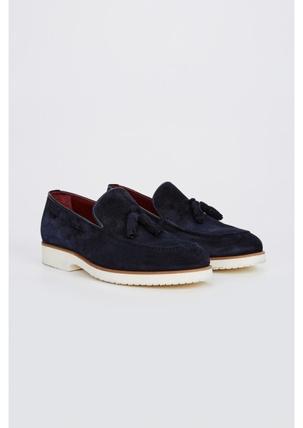 Ottone Erkek Lacivert Süet Hakiki Deri Loafer Ayakkabı 537 3205-VAL Erk Ayk Y23