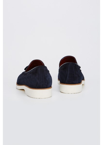 Ottone Erkek Lacivert Süet Hakiki Deri Loafer Ayakkabı 537 3205-VAL Erk Ayk Y23