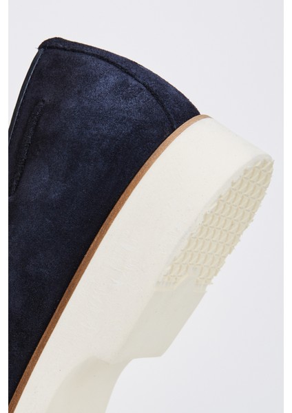 Ottone Erkek Lacivert Süet Hakiki Deri Loafer Ayakkabı 537 3205-VAL Erk Ayk Y23
