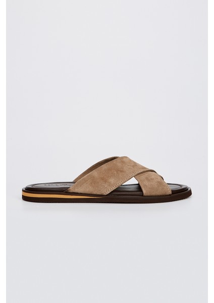 Lorenzo Erkek Tarçın Süet Düz Terlik 537 448-VAL Erk Trlk Y23