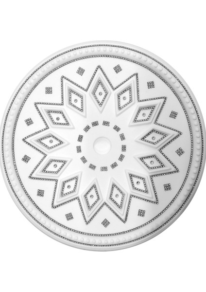 Baklava Desenli Stropiyer Taşlı Tavan Lamba Göbeği - 48 cm - Siyah Taş