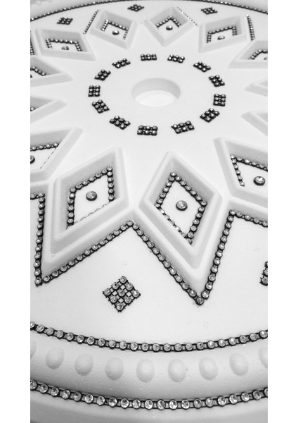 Baklava Desenli Stropiyer Taşlı Tavan Lamba Göbeği - 48 cm - Siyah Taş fiyatları