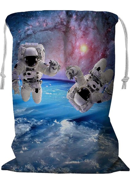 Astronot Çekme Halatlı Çamaşır Sepeti 45X60 cm (Yurt Dışından)