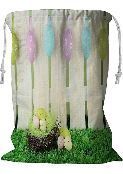 Art Çite Asılı Paskalya Yumurtaları Ipli Çamaşır Sepeti 45X60 cm (Yurt Dışından)