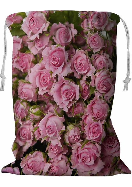 Büyük Güller Ipli Twxture Çamaşır Sepeti 45X60 cm (Yurt Dışından)